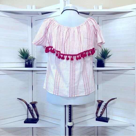 En Crème Red White Striped Oversized Blouse M L - Picture 3 of 8